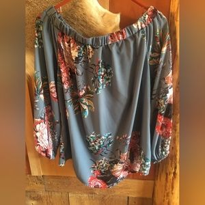 Women's Dressy Floral Shirt Off Shoulder